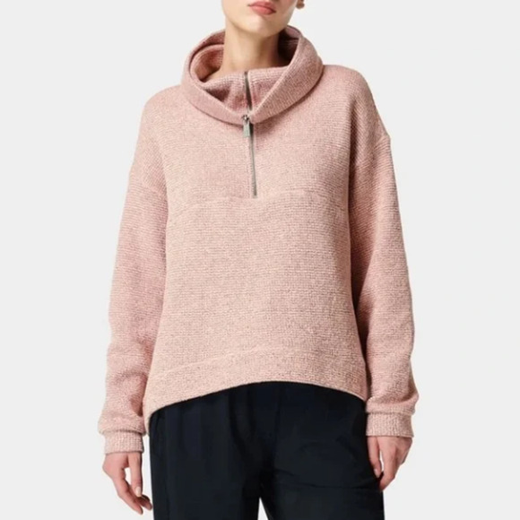 Sweaty Betty Women's Pink Restful Boucle Half Zip Pullover Sweatshirt - Size XS - Picture 1 of 10